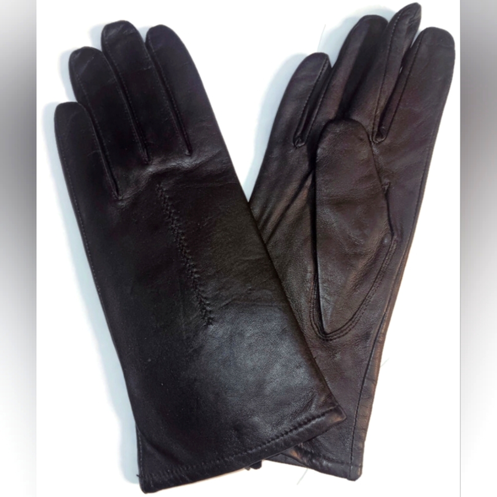 WOMEN'S, BLACK LEATHER GLOVES